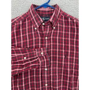 Polo Ralph Lauren Blaire Button Down Flannel Shirt Men's Medium Windowpane Plaid